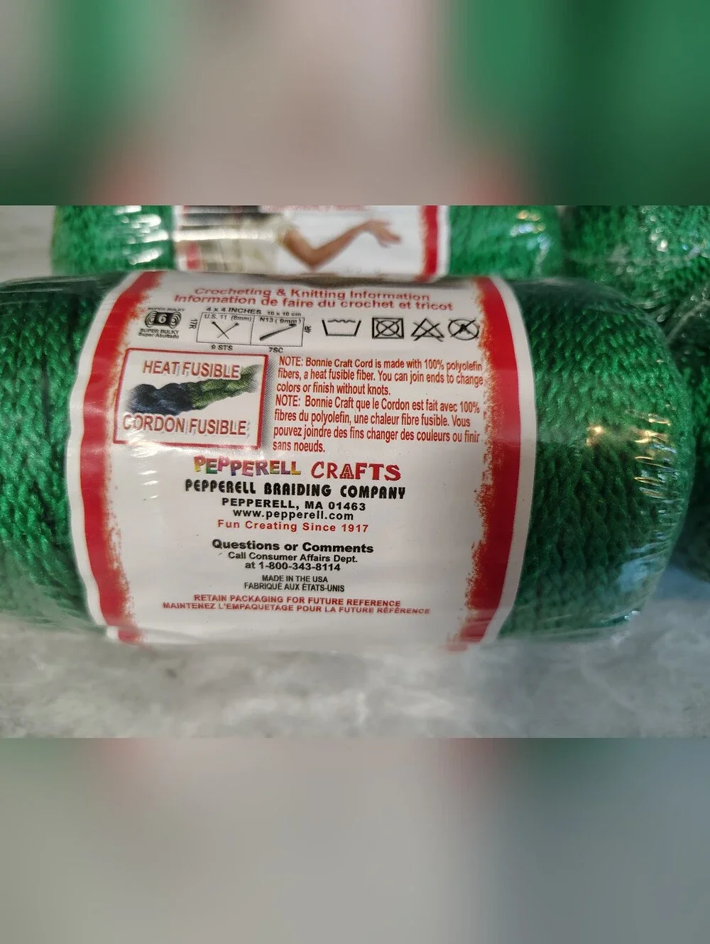Lot of 4 Vintage Bonnie Macrame Craft Cord 4mm 100 Yds Green NOS